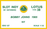 Lotus Type 38 Kit Unpainted - Bobby Johns 1965 - OUT OF PRODUCTION