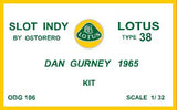 Lotus Type 38 Kit Pre-painted - Dan Gurney 1965 - OUT OF PRODUCTION