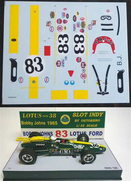 Decal Lotus Type 38 # 83 - Bobby Johns